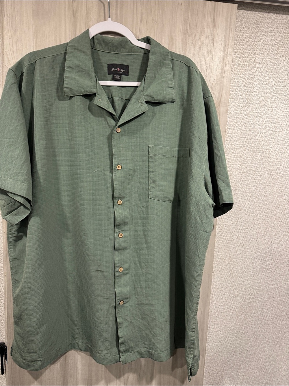 David Taylor Olive Green Short-Sleeve Button-Down Shirt